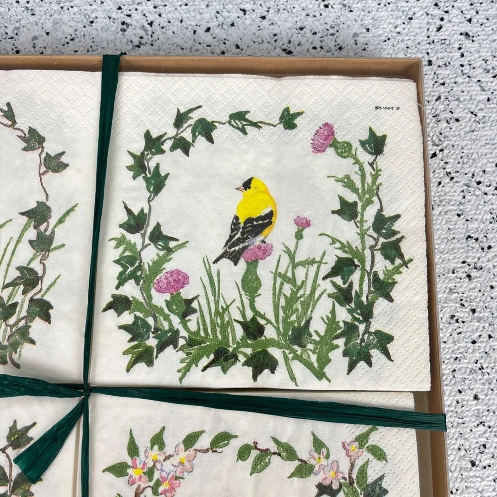 Vintage The Berkshire Gallery Bird Paper Beverage Napkins 80 Ct. NEW